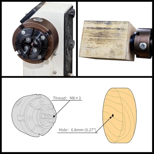 4 Inch Wood Lathe Chuck Set 1"X8TPI Thread & 3/4"X16TPI Adapter, Self-Centering 4 Jaw Wood Turning Chuck