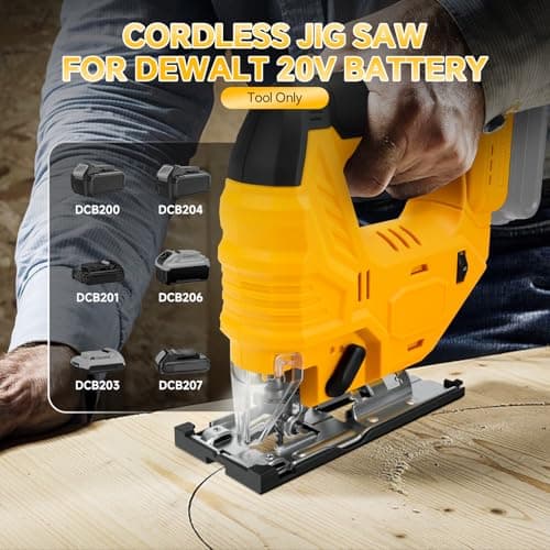 Cordless Jig Saw for Dewalt 20v Battery, Brushless Jigsaw with LED Light, 7 Variable Speed, 45° Beveled Cuts, 4 Orbital Settings, 3 Jigsaw Blades for Wood/Metal Cutting