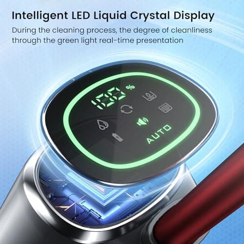 Smart Cordless Wet Dry Vacuum Cleaner and Mop for Hardwood Floor, Digital Display, Long Run Time, Great for Sticky Messes and Pet Hair, Space-Saving Design 250W