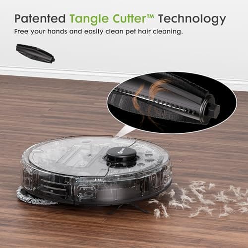 Robot Vacuum and Mop, V5 Self-Emptying 8500Pa Suction, Pet Hair Tangle Cutter™, 75-Day Capacity, Cat Laser, All-in-One Station, Robotic Vacuum Cleaner for Pet Hair, Hard Floors, Tile, Carpet