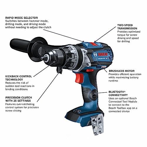 BOSCH GSB18V-975CN 18V Brushless Connected-Ready 1/2 In. Hammer Drill/Driver (Bare Tool)