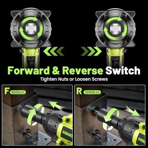 Cordless Impact Wrench 738ft-lbs (1000N.m), High Torque Brushless 1/2 Impact Gun, 2 x4.0Ah Battery 21V Max, Fast Charger, 4 Sockets, Impact Wrench for Home Car Tires Truck Mover