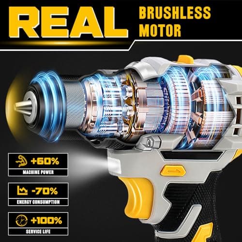20V Brushless Drill Set, Cordless Power Drill with 2.0Ah Battery,119 PCS Combo Tool Kit for Men, 10mm 3/8" Keyless Chuck, 21+1 Torque Setting Power Tool Set for DIY Garden House Office Repair