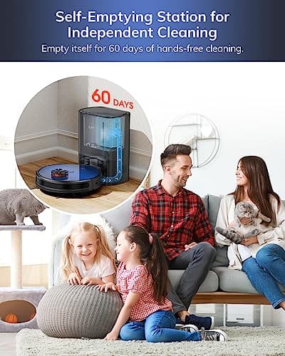 ILIFE Robot Vacuum and Mop Combo, Self Emptying for 60 Days of Cleaning, 3000Pa Suction and Lidar Navigation, Smart Mapping, Wi-Fi/App/Alexa Control, for Pet Hair Carpet Hard Floor, T10s