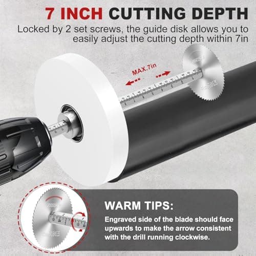 Inside Pipe Cutter for PVC Pipe Cutter Tool with 7" Scale Adjustable Depth Gauge Guide, 5pcs Saw Tooth Blades with 0.315 Hex Key Shaft, Plumbing Internal Plastic Pipe Cutter Set