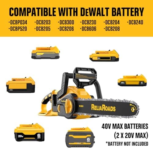 16-Inch Brushless Chainsaw, 40V (2 x 20V MAX) Cordless Battery Powered Chain Saw Compatible DeWALT Battery, Ideal for Wood/Tree Cutting, Pruning, Tool Only (Battery Not Included)