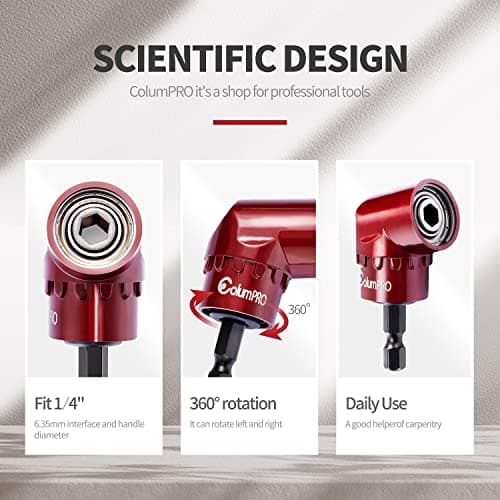 105 Degree Right Angle Drill Screwdriver Bit Set, 1/4” Hex Shank Right Angle Drill Attachment with 4PCS PZ2 & PH2 Screwdriver bits and bit holder