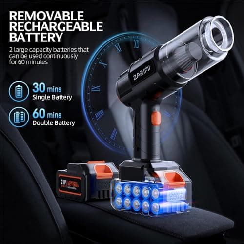 Car Vacuum Portable Cordless, 40,000Pa High Power Dust Buster, 6-in-1 Handheld Vacuum Cleaners for Home, Car, Pet Hair, Keyboard, Black