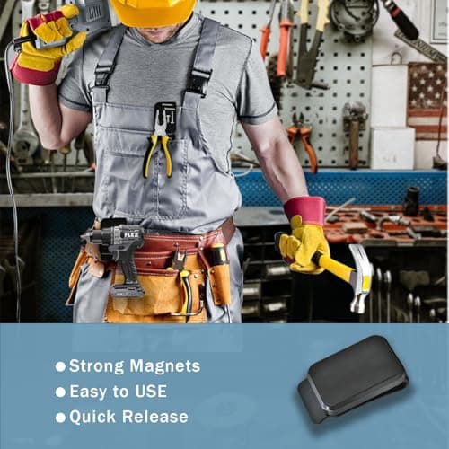 Magnetic Tool Holder Super Strong Tool Holster, Magnet Belt Clip Neodymium Magnet Leather Sleeve for Screws, Hammers, Sockets, Pliers, Drills, Wrenches Magnetic Tools and Hardware 2 Pcs