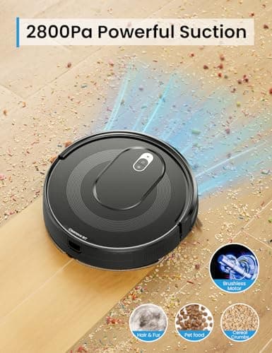 W7 Robot Vacuum and Mop Combo, 2 in 1 Mopping Robotic Vacuum Cleaner with Watertank and Dustbin, Self-Charging, Slim, Max 120mins Runtime for Hard Floor, Carpet Cleaning