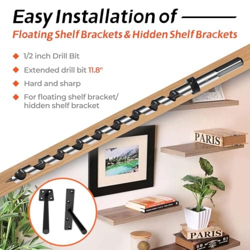 Dowel Jig Kit for Floating Shelf Bracket(& 1/2" x 11.8" Drill Bit),Self-Centering Scriber(& 6mm,8mm,10mm,12mm Drill Bits),Drill Guide for Hidden Shelf Brackets & Mantels,Centering Hole Drill
