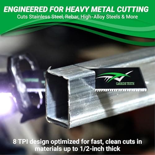 Carbide Reciprocating Saw Blade, for Sawzall Carbide Blades, for Sawzall Metal Cutting Blades, for Thick Metal, Cast Iron, Alloy Steel (9-Inch, 3-Pack)