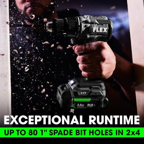 FLEX 24V Brushless Cordless 1/2-Inch 750 In-Lbs Torque 2-Speed Drill Driver Kit with (2) 2.5Ah Lithium Battery and 160W Fast Charger - FX1151-2A