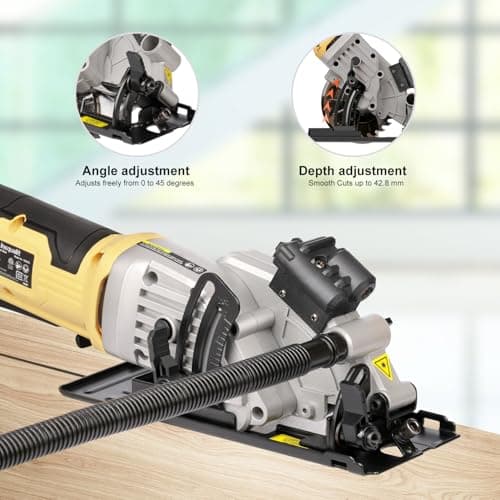 4Amp Mini Circular Saw, 3500RPM Corded Compact Saw with 4-1/2" 24T TCT Blades, Laser Guide, Rip Guide, Vacuum Adapter and Blade Wrench, Max Cutting Depth 1-11/16"(90°), 1-1/8"(45°）