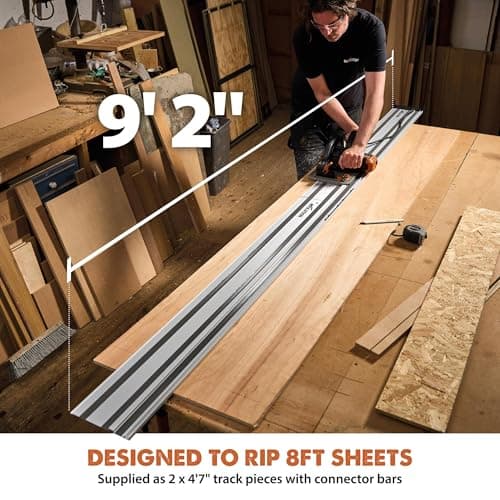 Evolution ST2800-G2 110" Circular Saw Guide Rail/Track | Universal Fit: Makita, Bosch, Festool, Triton, Metabo | 110"/9.2ft (2.8m) | Includes Self-Aligning Bars, 2x Track Clamps, Hex Key & Carry Bag