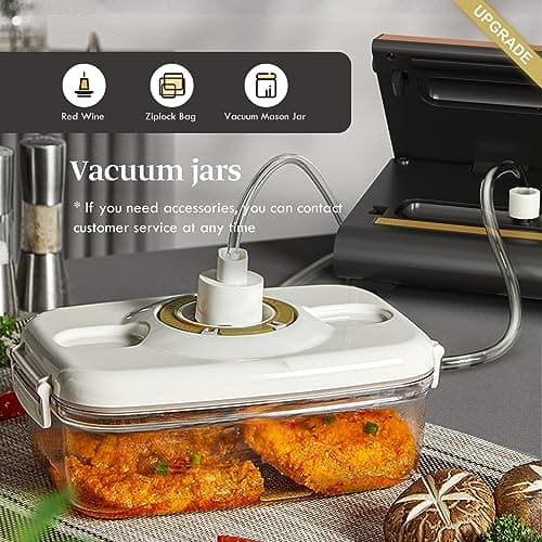 Vacuum Sealer Machine Powerful 90Kpa Precision 6-in-1 Compact Vacuum Food Preservation System Built-in Cutter, 2 Bag Rolls & 5 Pre-cut Bags, Dry&Moist Modes Smart Suction, ETL Listed (Copper)