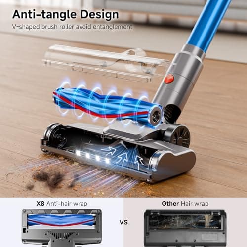 Cordless Vacuum Cleaner for Home, Powerful Stick Vacuum Cleaner with Rechargeable Battery, 6 in 1 Lightweight Handheld Vacuum, 45 Mins Runtime Cordless Vacuum for Hardfloor & Carpets Pet Hair,Blue