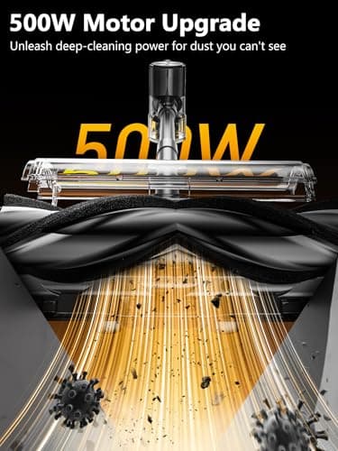 Cordless Vacuum Cleaner, 46KPa/500W Stick Vacuum with 55 Mins Runtime, Self-Standing Vacuum Cleaner for Home, LED Display, Anti-Tangle Brush, Rechargeable Vacuum for Pet Hair