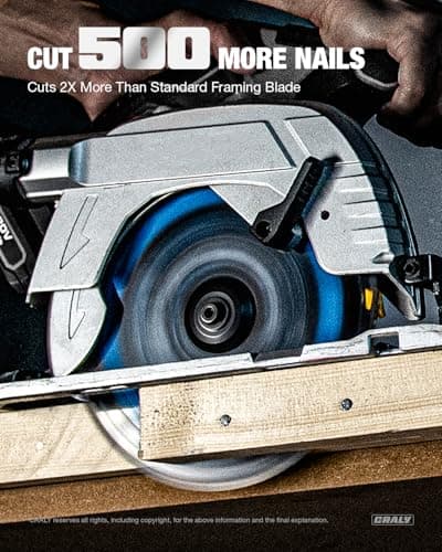 CRALY 6-1/2 Inch 24 Teeth Wood Cutting Framing Circular Saw Blade, 5/8 Inch Arbor, Carbide Tipped, Thin Kerf, Black Ice™ Coating, for Plywood, MDF, OSB, Laminated(C0624FR)