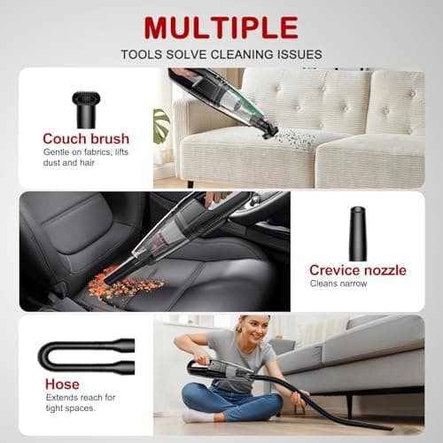 Handheld Vacuum Cordless Rechargeable, Car Vacuum Portable, Mini Vac for Pet Hair, Hand Vacuum Cleaner Car Seats, Home, Quick Cleanup, Strong Suction, Lightweight(H10)