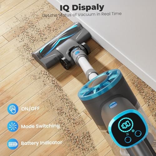 Cordless Stick Vacuum Cleaner with Self-Standing, 8-in-1 Vacuum Cleaners for Home, Lightweight Powerful Vacuum with LED Screen, Rechargeable Vacuum for Carpet, Pet Hair, Tile, Hardwood Floors