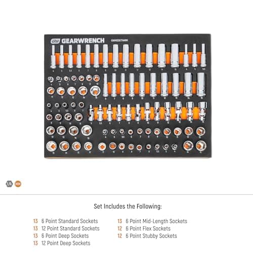 GEARWRENCH 89 Piece 1/4” Drive Master Metric Socket Set in Foam Storage Tray - GWMSSKT14MM