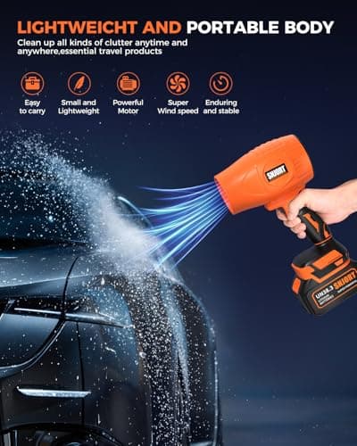 Leaf Blower Cordless with Battery and Charger, 500,000 RPM, Extended Nozzle, Lightweight Handheld Design, Turbo Jet Blower for Patio Cleaning,car Blowing Water, Lawn Care, Blowing Leaves and Dust