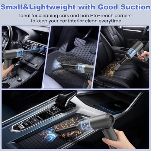 Car Vacuum Portable Cordless with 16000PA Ultra Suction 4-in-1 Foldable ​Air Duster & Brushless Motor Rechargeable Handheld Vacuum for Pet Hair, Car Seats, Home & Office Cleaning