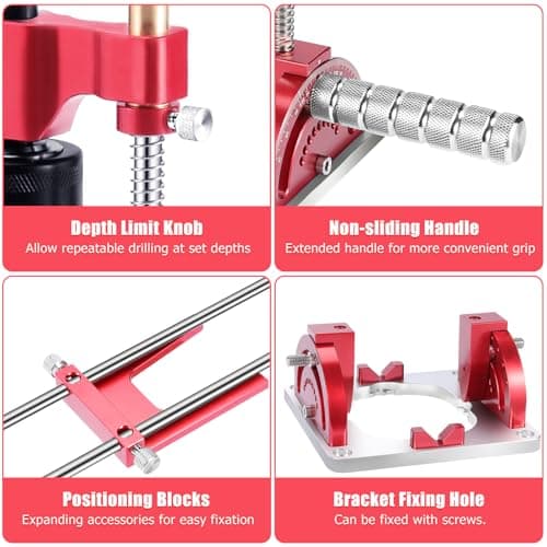 Portable Drill Guide, Multi Angle Drill Guide for Straight Holes,Adjustable Angle 0° to 60°, Heavy-Duty Self-Centering Base,Precision Drilling Jig with Chuck & Key,Chuck Clamping Range for 1/16-1/2"