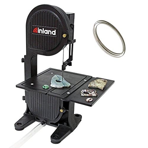 Inland Craft DB-100 Band Saw Machine for Cutting Stained Glass, Stone, Plastic, Wood, Metal, Coral - Band Saws for Woodworking, Metal Cutting Bandsaw - Includes Diamond Blade - Black