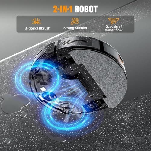 Robot Vacuum and Mop Combo, Vacuuming & Mopping 2 in 1 Robot 3200Pa Max Suction,with Schedule, App/Bluetooth/Voice, Self-Charging Robot Vacuum Cleaner, Slim, Ideal for Pet Hair, Hard Floor, Carpet