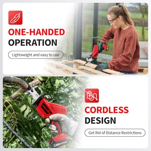 Reciprocating Saw Cordless, 0-3500SPM Power Reciprocating Saw with 2*2000mAh Battery & 4 Saw Blades, Tool-Free Blade Change, Variable Speed Reciprocating Saws for Woods/Metal/Plastic Cutting