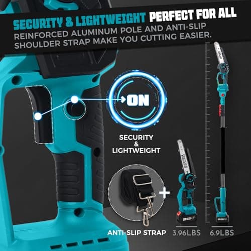 2-in-1 Cordless Pole Saw & 8'' Mini Chainsaw,Forest Ranger Approved Electric Handheld Chain Saw with 2× 21V 4.0Ah Rechargeable Batterie&Charger, Auto Oiling Multi-Angle,Max 16Ft Saw for Tree Trimming