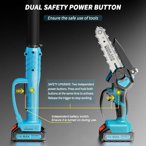 2-in-1 6 In Mini Chainsaw & Electric Pole Saw, Electric Pole Saws for Tree Trimming, 21V Cordless Battery Chainsaw Powered with 2 Batteries, Auto-oil, Chain saw for Tree Pruning/Wood Cutting