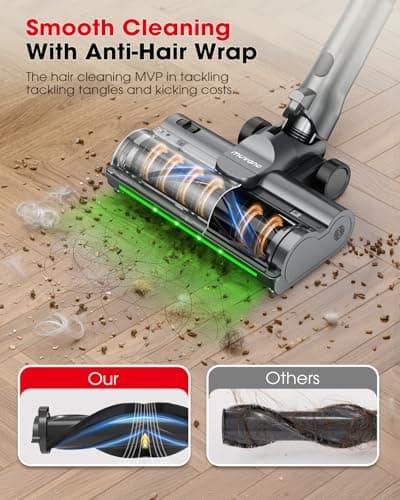 Cordless Vacuum Cleaners for Home, 45KPA Powerful Suction, Up to 60 Minutes, Tangle-Resistant, Lightweight, Rechargeable Stick Vac with Wall Mount for Carpet, Tile, Pet Hair, Hardwood Floors