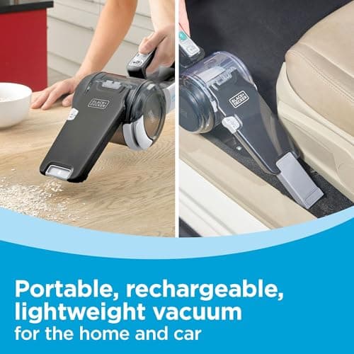 BLACK+DECKER dustbuster PIVOT VAC Cordless Handheld Vacuum, Home and Car Vacuum with Crevice Tool and Pivot Nozzle (BDH2000PL)