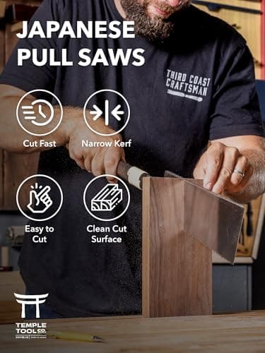Japanese Pull Saw - 9.5 Ryoba Hand Saw with Rip-cut and Crosscut - Wood Saw for Dovetails, Tenons, Joinery, Cutting Boards to Length & Width- Temple Tool Co.
