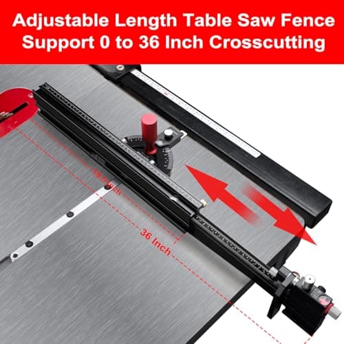 Table Saw Miter Gauge with Micro Adjustable Flip Stop and Extendable Fence and Quick Angle Stop for Table Saw Band Saw Router Table Fit 3/8 x 3/4" T Slot for Woodworking Crosscut, Miter Cut
