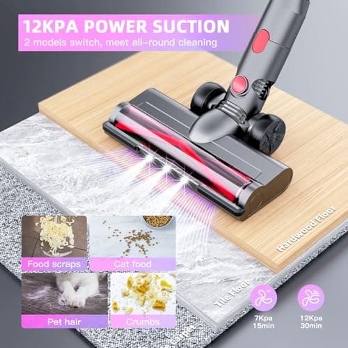 Cordless Vacuum Cleaner,Vacuum Cleaners for Home with Super Suction,Stick Vacuum Cleaner Rechargeable Up to 35 Mins Runtime,Lightweight Hardwood Floor Vacuum for Pet Hair,Carpet(Red)