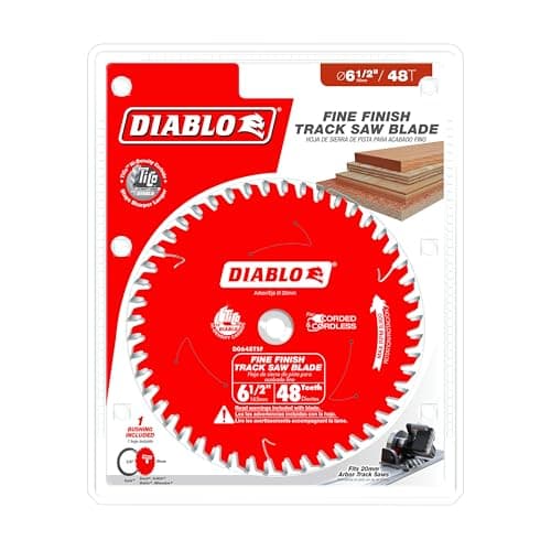 Diablo Track Circular Saw Blade for Fine Finish and Plywood - Ideal for Finish Carpenters, Installers and Remodelers - 6-1/2" Diameter, 48-Teeth, 8,800 Max RPM - D0648TSF