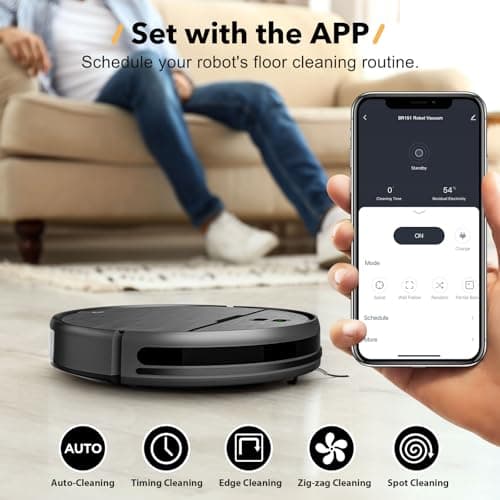 Robot Vacuum and Mop Combo, 2 in 1 Mopping Robot Vacuum Cleaner Compatible with WiFi/App, Robotic Vacuum Up to 2300Pa Suction, Self-Charging, Slim, Ideal for Hard Floor, Pet Hair, Low Pile Carpet