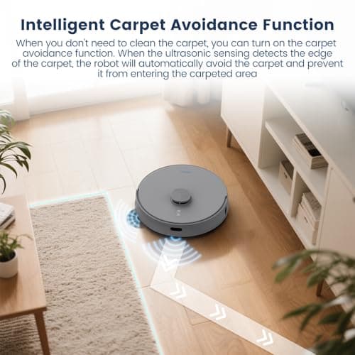 AIRROBO T25+ Robot Vacuum and Mop Combo, 5500Pa Suction, Pet Area Smart Boost, Carpet Detection, Tangle-Free Brush, LDS Mapping, APP Control, 3.5L Self-Empty Bin for Hard Floors, Carpets, Pet Hair