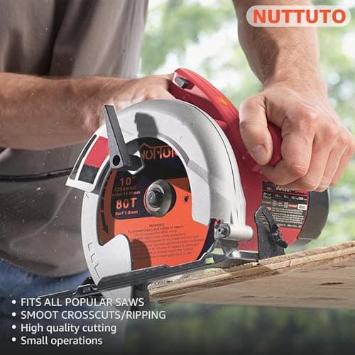 2 Pack 10" 80T Circular Saw Blade, Saw Blade Arbor Size 5/8-inch, TCT ATB for Cutting Wood, Plastic, PVC, Acrylic,by NUTTUTO