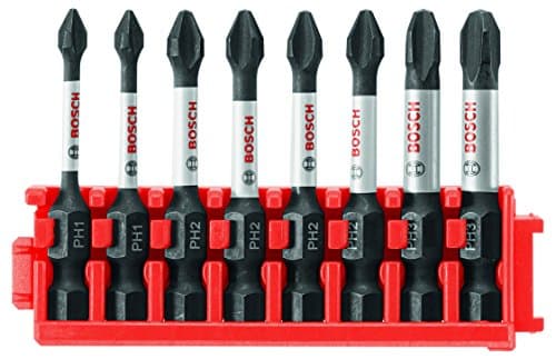 BOSCH CCSPHV208 8-Piece Assorted Set 2 In. Impact Tough Phillips Power Bits with Clip for Custom Case System