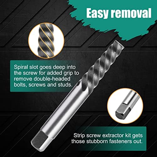 COMOWARE 10pcs Screw Extractor & Left Hand Drill Bit Set, HSS M2, 118° Split Point, 5pcs Left Handed Drill Bits (5/64" - 19/64") & 5pcs Easy Out Screw Extractor Set (#1 - #5), with Index Case