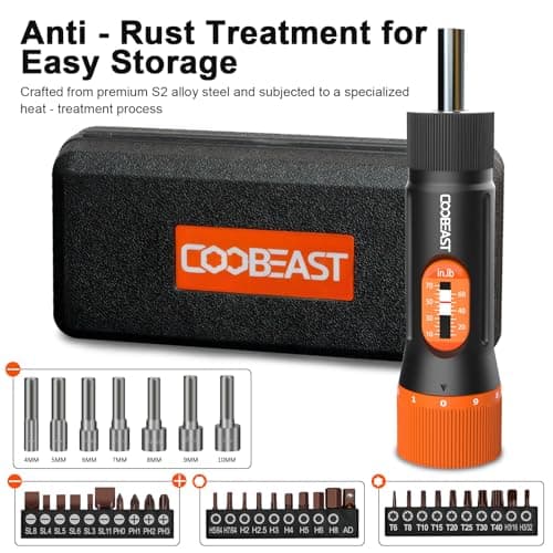 Torque Screwdriver 38Pcs, Gifts for Men Torque Wrench with Inch/Pounds Torque Range 10-70 In-lb, S2 Bits, Sockets and Storage Case for Maintenance, Tools, Bike Repairing and Mounting