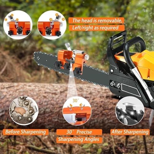 2025 Upgraded Chainsaw Sharpener with Tungsten Carbide Burr File, Hand-Cranked Chainsaw Sharpening Jig Kit, Chain Saw Sharpener Tool, Chainsaw Chain Sharpener