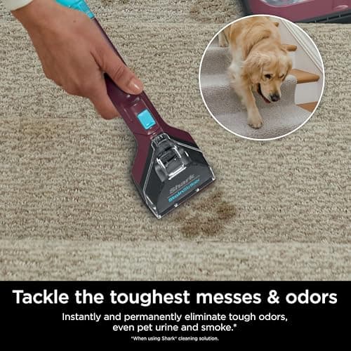 Shark Carpet Cleaner Machine, Portable Upholstery StainStriker, Spot, Odor & Stain Remover, 2 Carpet Cleaner Solutions, 3 Tools, Perfect for Pet Hair, Area Rugs, Couches, Burgundy, PX203BRN