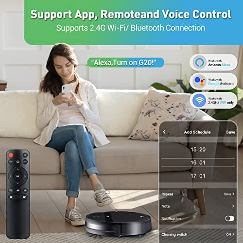 Robot Vacuum and Mop Combo, WiFi/Alexa/App, Smart Robotic Vacuum Cleaner, Ultra-Slim & Quiet, Tangle-Free, Auto Recharge, Robot Vacuum Cleaner for Pet Hair/Carpet/Hard Floor