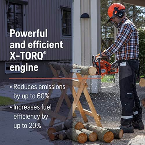 Husqvarna 120 Mark III Gas Chainsaw, 38-cc, 2-Cycle X-Torq Engine, 16 Inch Chainsaw with Automatic Oiler, For Wood Cutting and Tree Pruning, 970739616